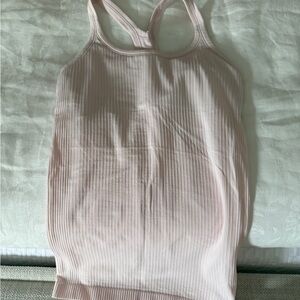 Women's Pink Lulu Lemon Ribbed Tank Top